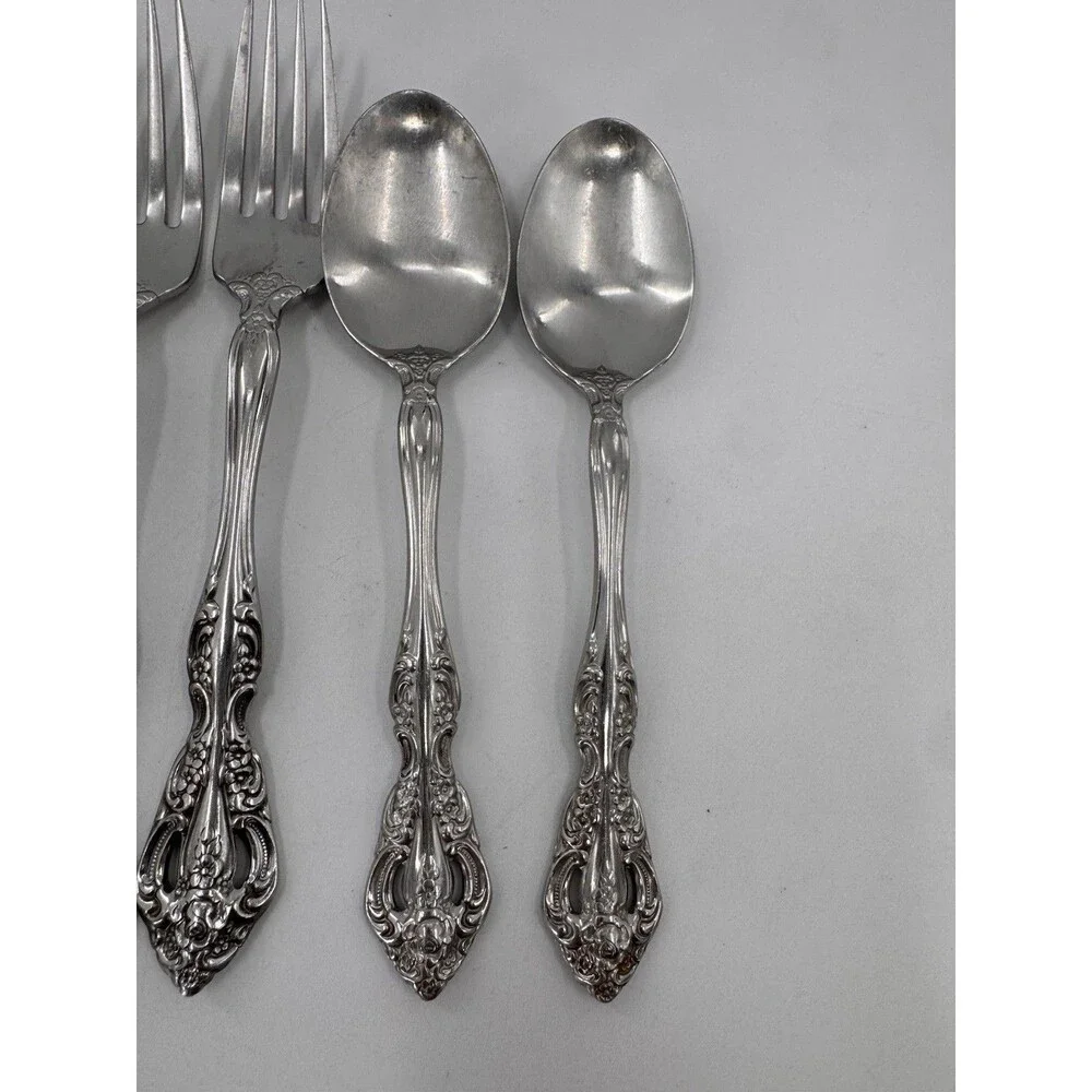 Oneida Michelangelo Heirloom Cube Set Of 9 Stainless Flatware Forks Spoons Knife